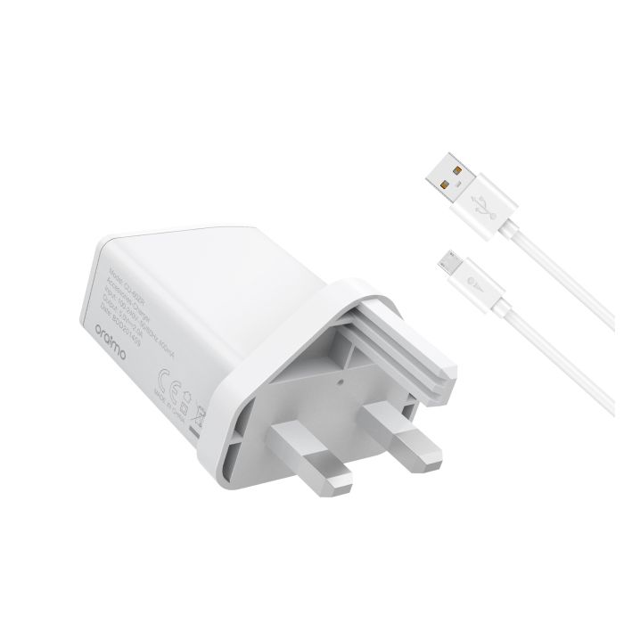 oraimo Charger Kit 2A Fast Charging Europe Type Wall Charger with Micro USB Cable-White
